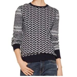 Equipment Femme Shane Houndstooth Cotton & Cashmere Blend Sweater Size Medium